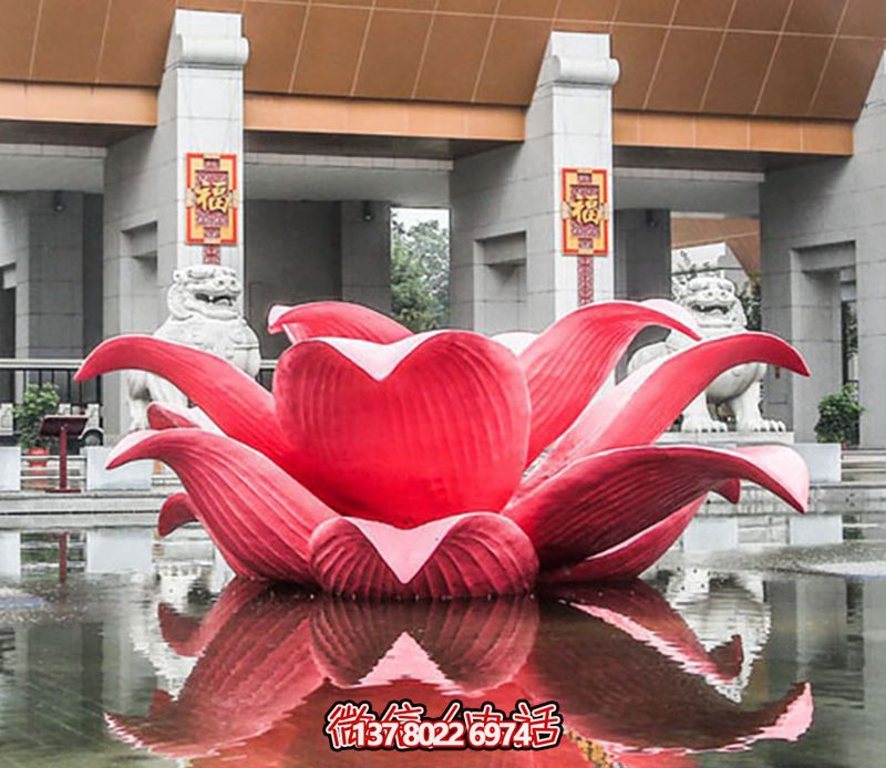 藝術型不銹鋼彩繪荷花雕塑