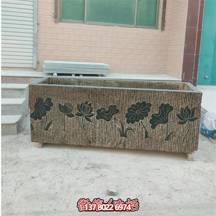 精美花崗巖石雕石缸，裝飾庭院仿古養(yǎng)魚(yú)及擺件