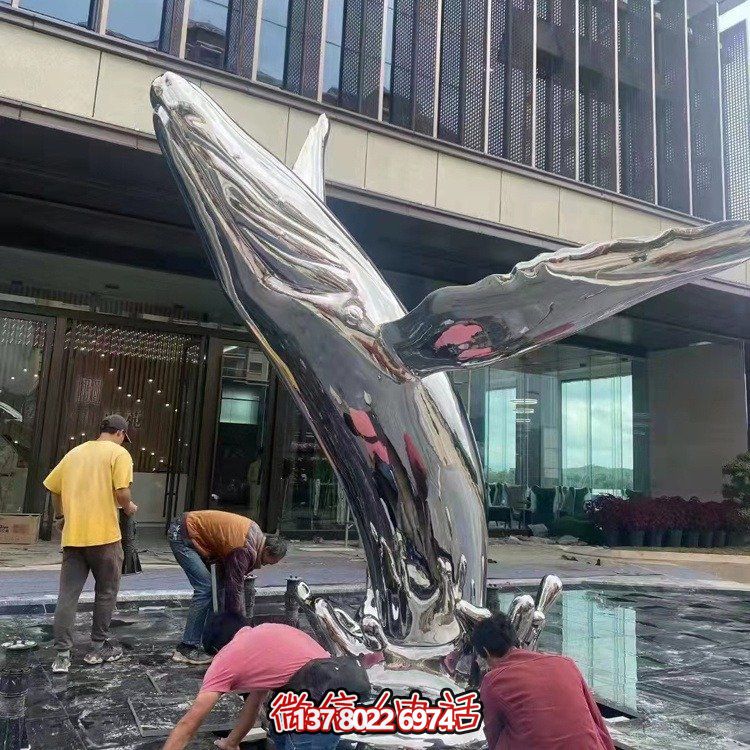 大型不銹鋼鏤空魚(yú)類(lèi)擺件，為戶外水景商場(chǎng)售樓部裝飾