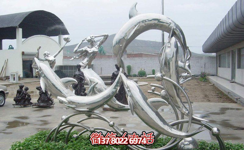 一群活躍海豚，為游樂園帶來更多樂趣——不銹鋼海豚雕塑