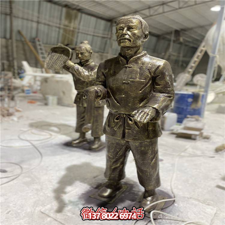 仿銅人物雕塑，玻璃鋼民俗裝飾