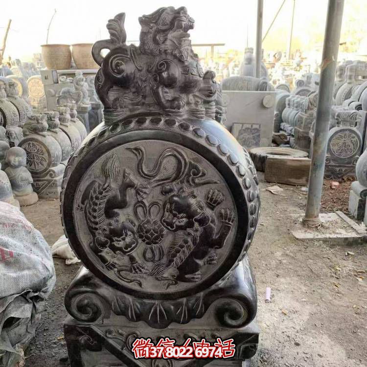 仿古青石石雕抱鼓雕塑，裝點(diǎn)庭院門口
