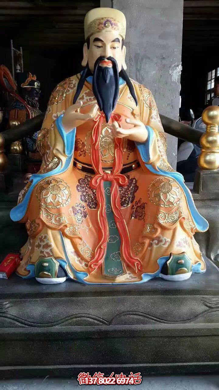 精美供奉財神雕塑，玻璃鋼彩繪絢麗奪目