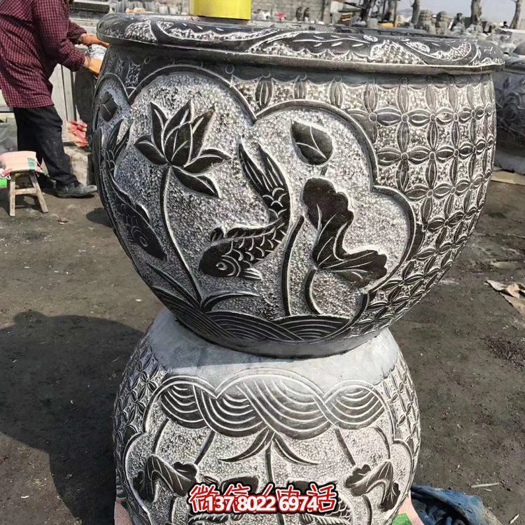 古典中式仿古石雕花盆，為您的庭院增添古風雅致