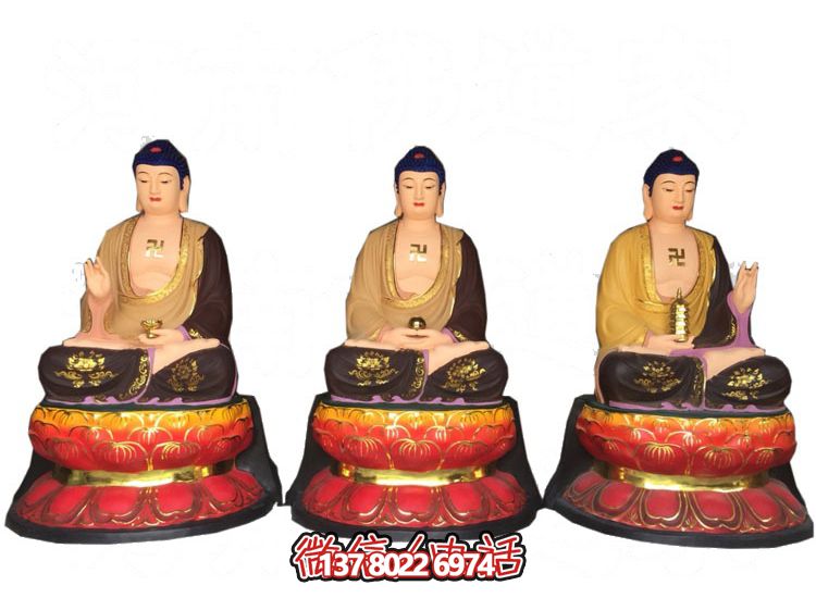 玻璃鋼仿真彩繪如來(lái)佛祖供奉雕塑，擁有神秘而又寧?kù)o的氣息