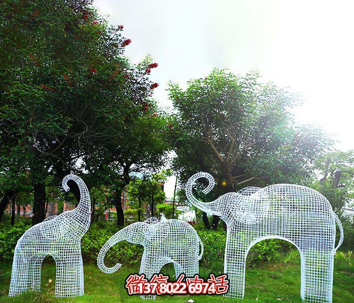 戶外草坪不銹鋼鏤空創意大象雕塑 戶外草坪不銹鋼鏤空創意大象雕塑