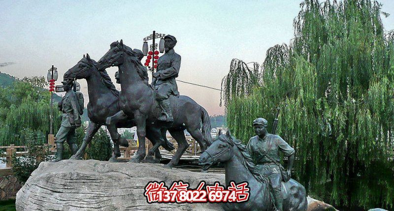 公園銅雕騎馬的紅軍雕塑 公園銅雕騎馬的紅軍雕塑