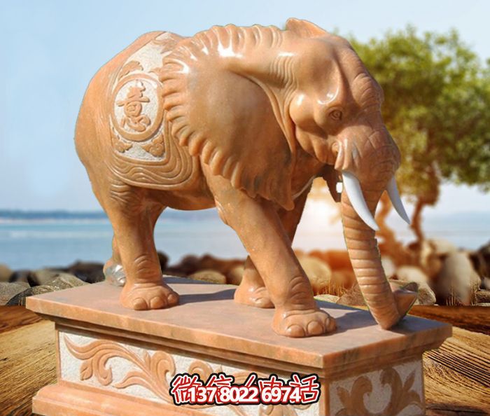 戶外景區(qū)晚霞紅石雕大象雕塑 戶外景區(qū)晚霞紅石雕大象雕塑
