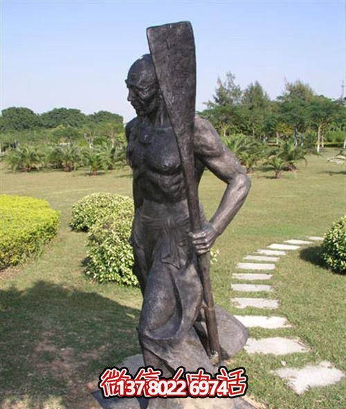 庭院園林漁人文化做舊老人拿漿銅雕塑 庭院園林漁人文化做舊老人拿漿銅雕塑