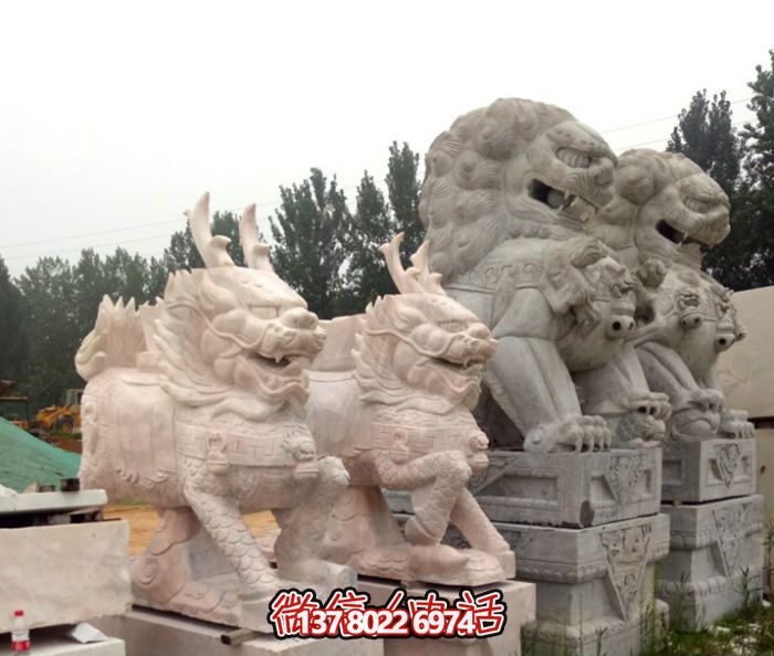 別墅庭院鎮宅石雕大理石麒麟雕塑 別墅庭院鎮宅石雕大理石麒麟雕塑