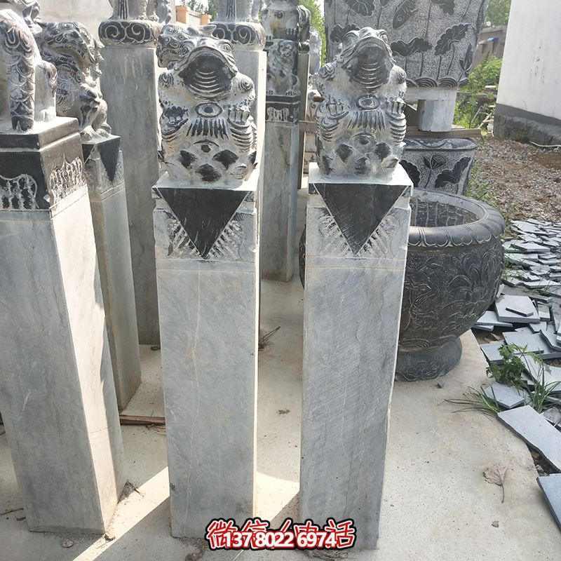 金蟾招財(cái)中式庭院景觀擺放大理石拴馬柱 金蟾招財(cái)中式庭院景觀擺放大理石拴馬柱