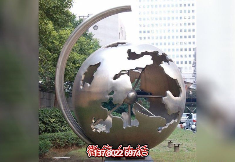 公園廣場創(chuàng)意抽象藝術鏡面不銹鋼地球儀雕塑